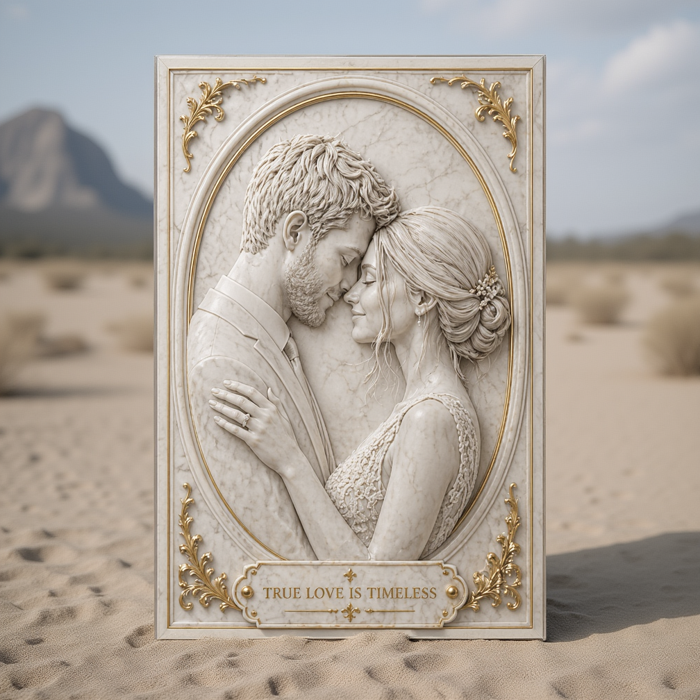 Tablou canvas cu tablou sculptura in marmura cu cuplu