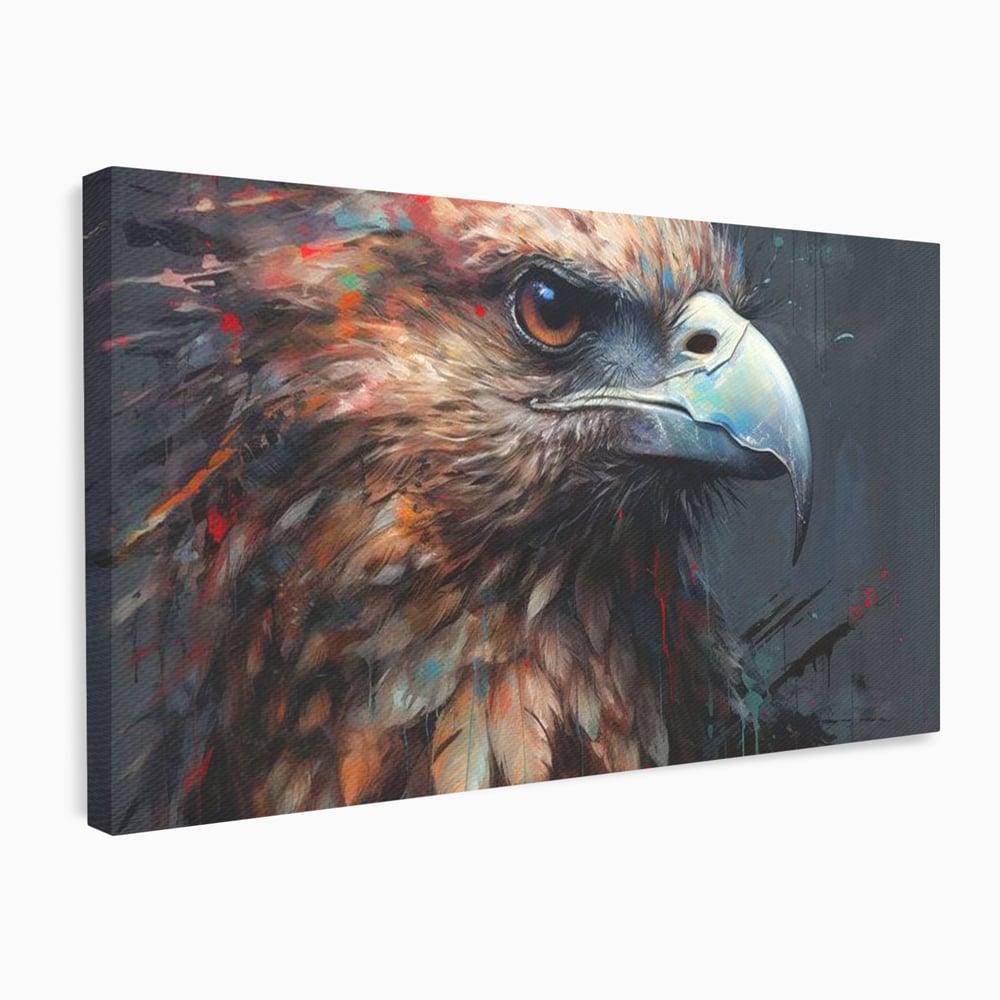 Tablou canvas cu tablou canvas cu vultur stilizat, fara rama, pe sasiu de lemn