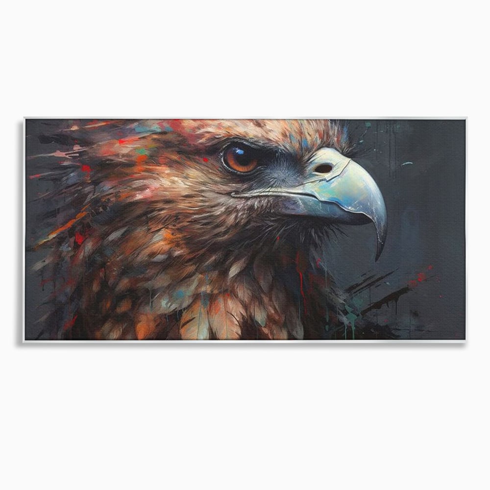 Tablou canvas cu tablou canvas cu vultur stilizat, in rama de aluminiu argintiu