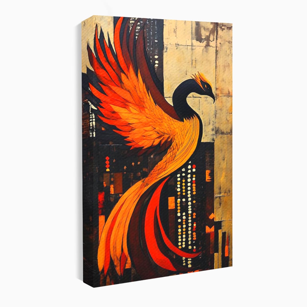 Tablou canvas cu tablou canvas cu pasarea phoenix, fara rama, pe sasiu de lemn