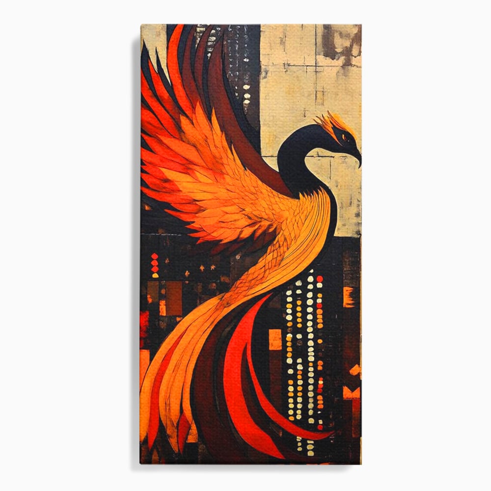Tablou canvas cu tablou canvas cu pasarea phoenix, fara rama, pe sasiu de lemn