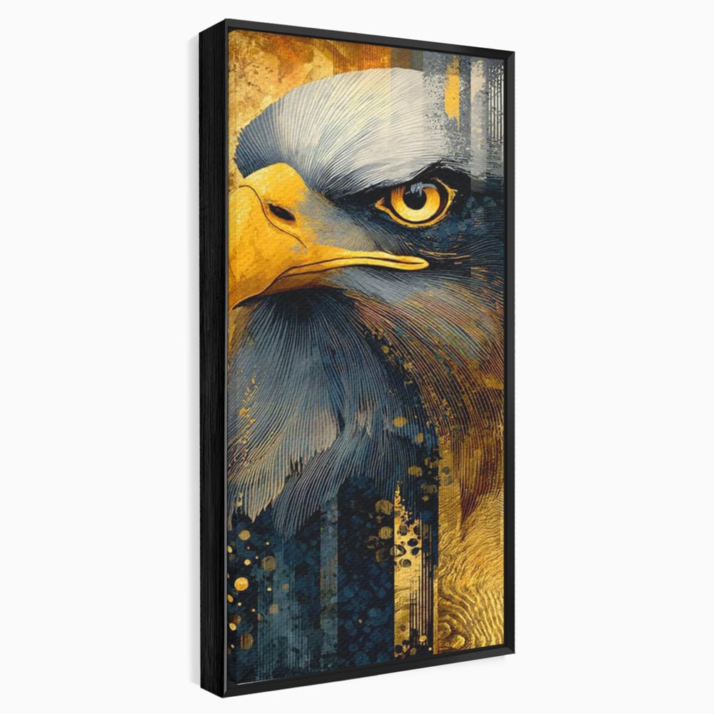 Tablou canvas cu tablou canvas cu vultur in profil, in rama de aluminiu negru