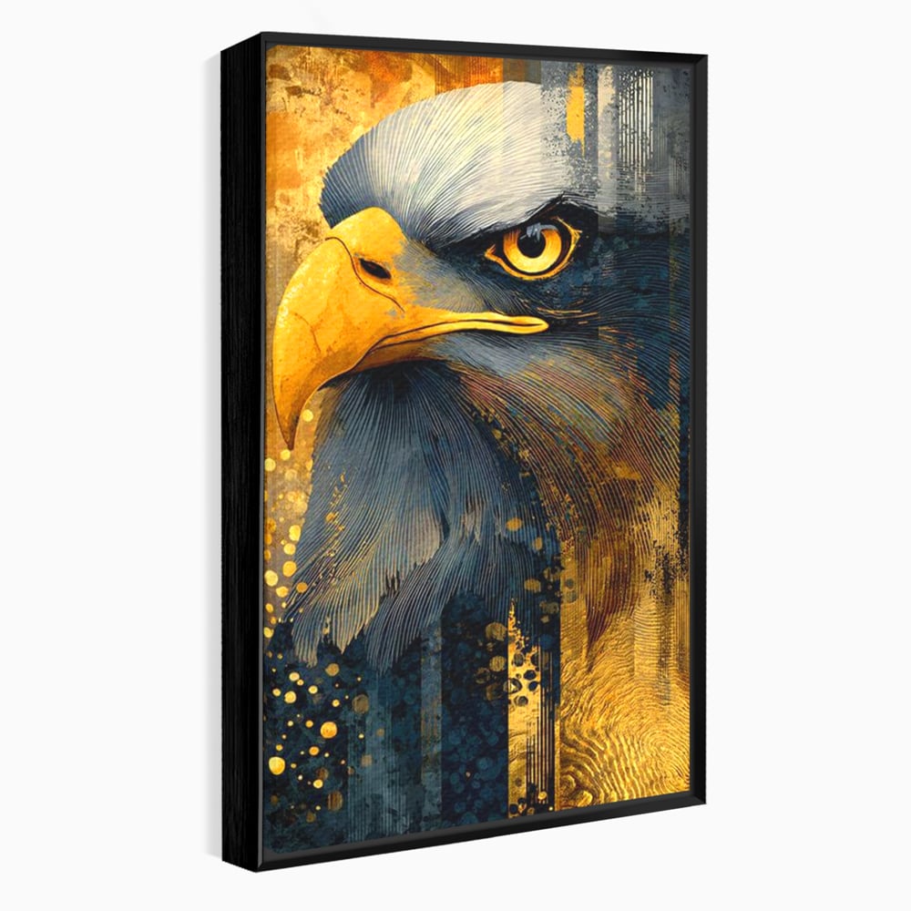 Tablou canvas cu tablou canvas cu vultur in profil, in rama de aluminiu negru