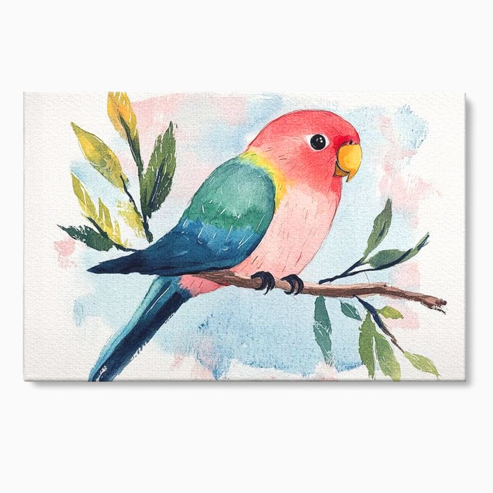 Tablou canvas cu tablou canvas cu papagal colorat, fara rama, pe sasiu de lemn