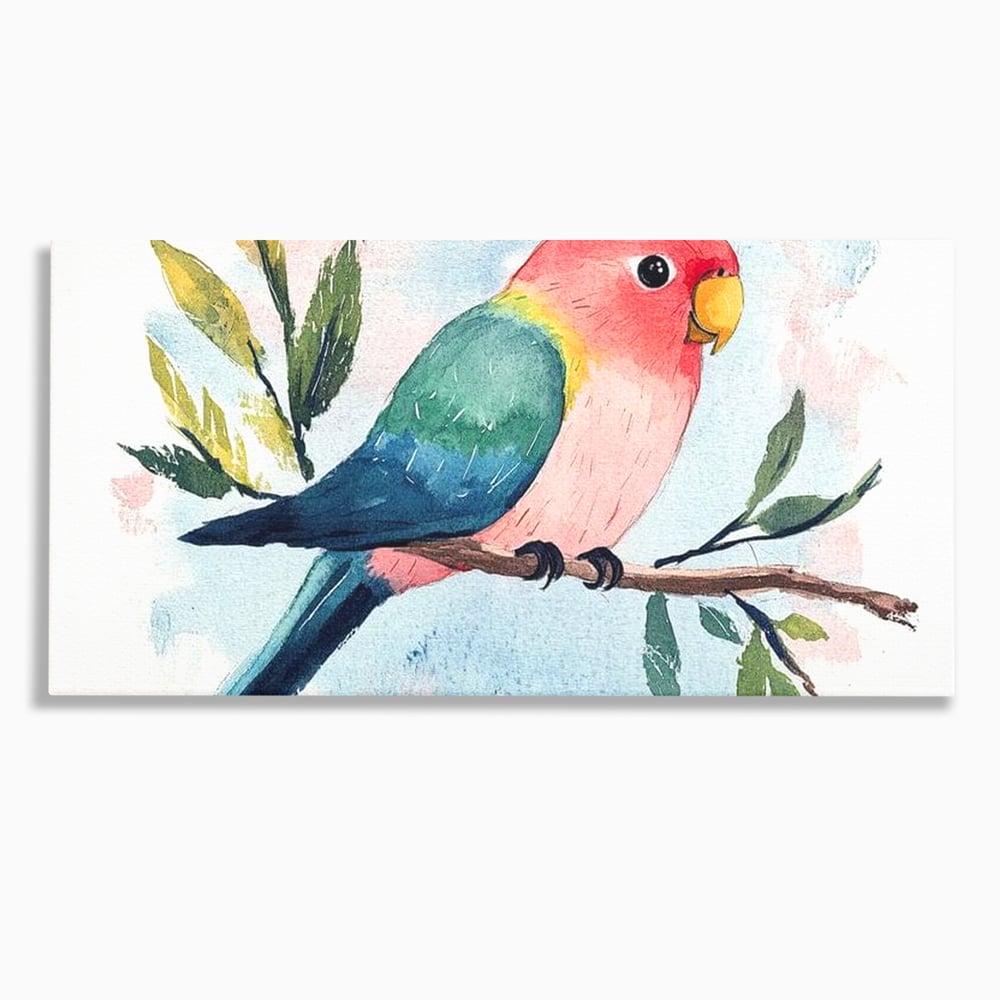 Tablou canvas cu tablou canvas cu papagal colorat, fara rama, pe sasiu de lemn