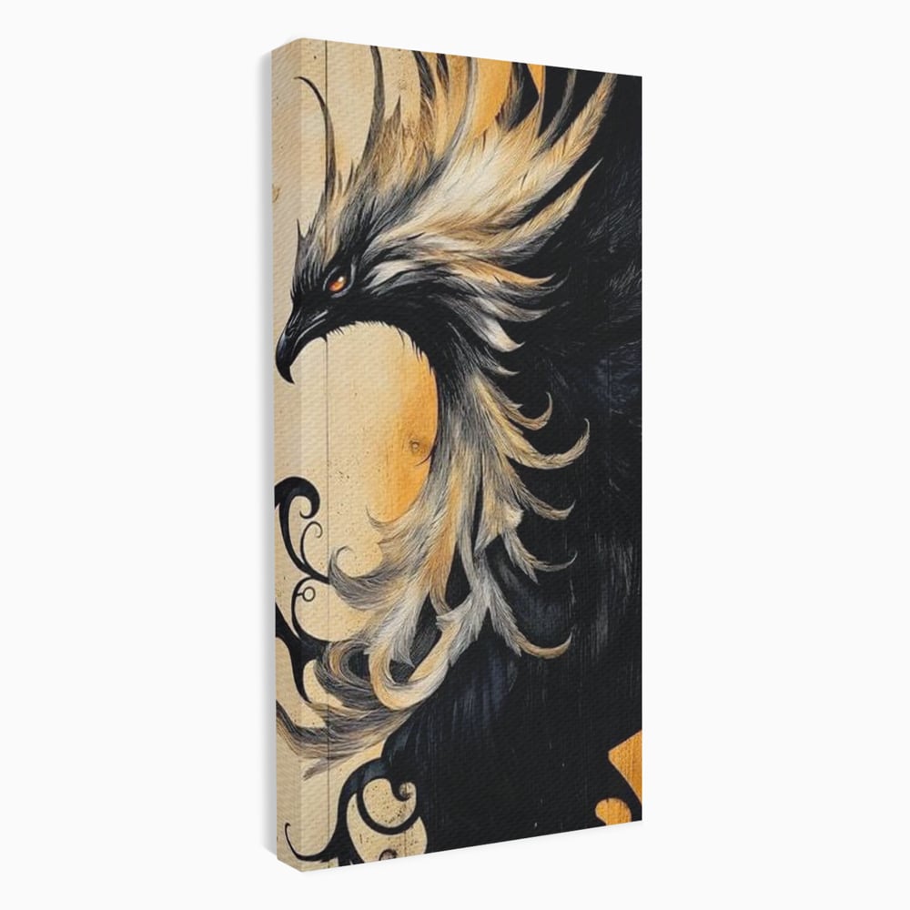 Tablou canvas cu tablou canvas cu pasare mitologica phoenix, fara rama, pe sasiu de lemn