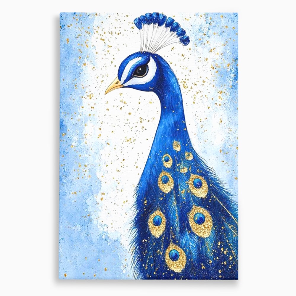 Tablou canvas cu tablou canvas cu profil de paun, fara rama, pe sasiu de lemn
