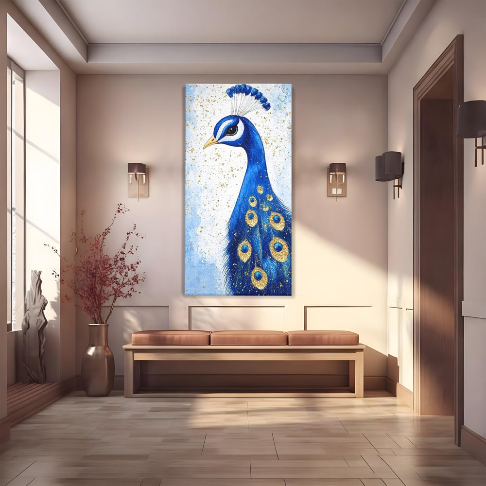 Tablou canvas cu tablou canvas cu profil de paun, fara rama, pe sasiu de lemn