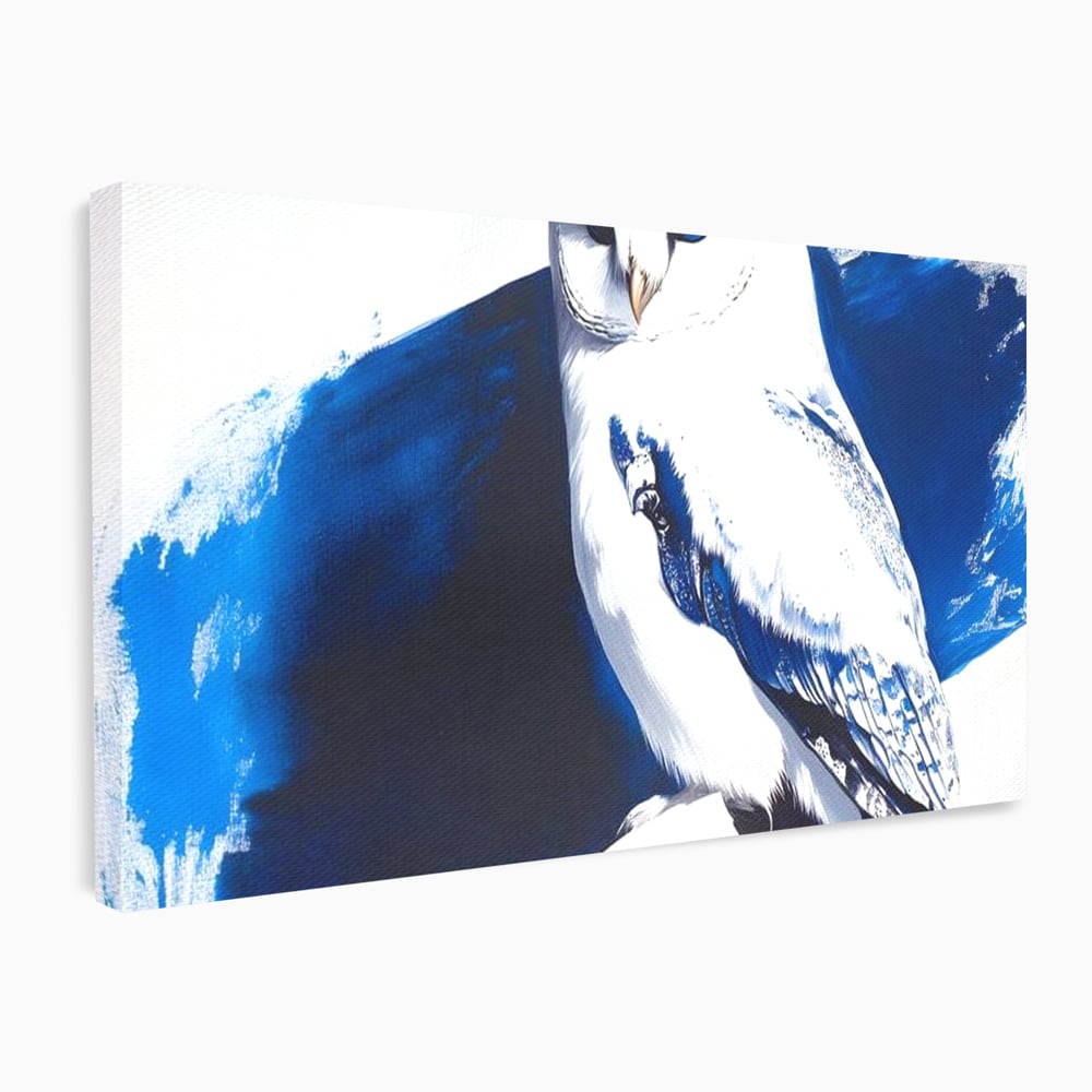 Tablou canvas cu tablou canvas cu bufnita alba, fara rama, pe sasiu de lemn