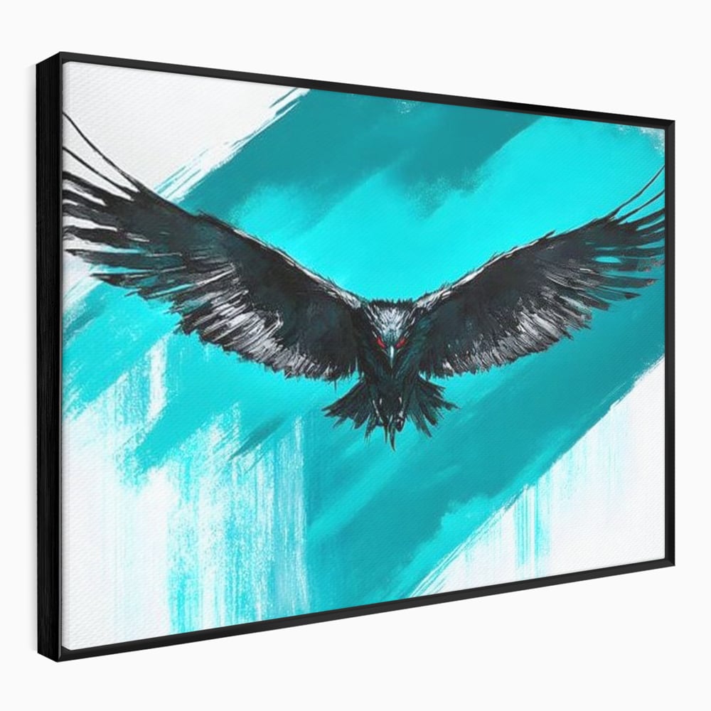 Tablou canvas cu tablou canvas cu vultur in zbor, in rama de aluminiu negru