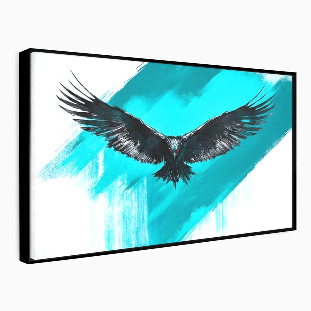 Tablou canvas cu tablou canvas cu vultur in zbor, in rama de aluminiu negru