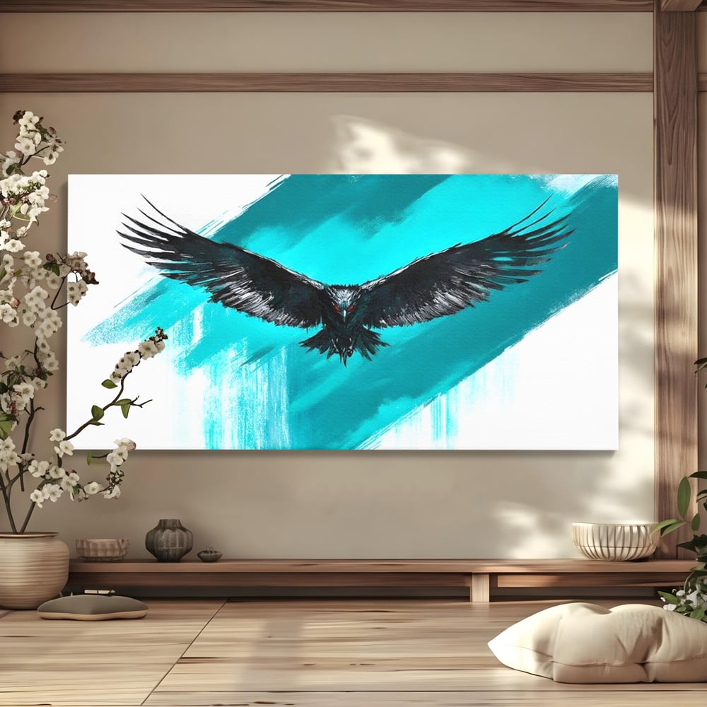 Tablou canvas cu tablou canvas cu vultur in zbor, fara rama, pe sasiu de lemn