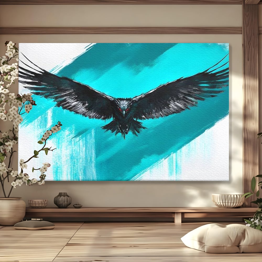 Tablou canvas cu tablou canvas cu vultur in zbor, fara rama, pe sasiu de lemn