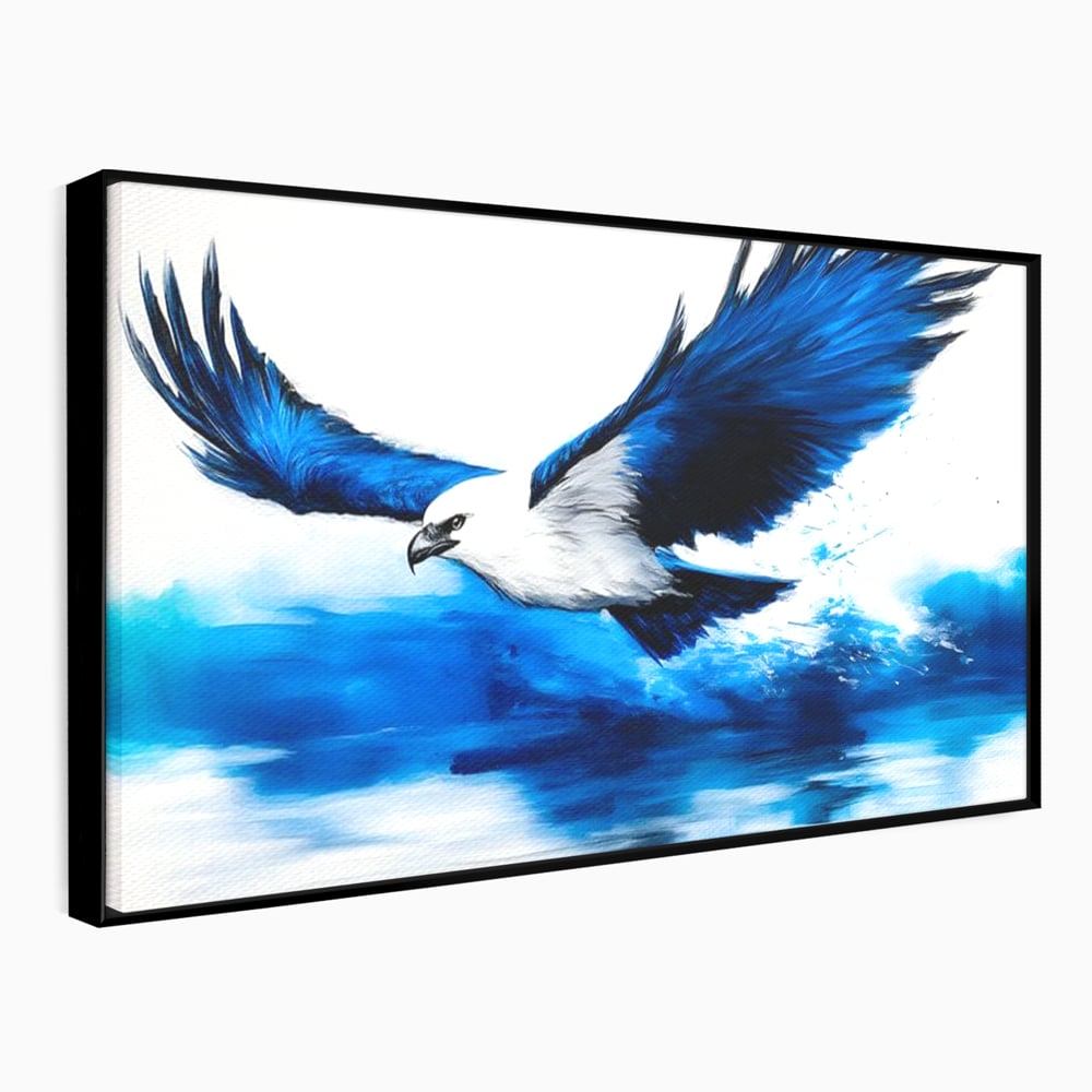 Tablou canvas cu tablou canvas cu vultur zburand peste apa, in rama de aluminiu negru