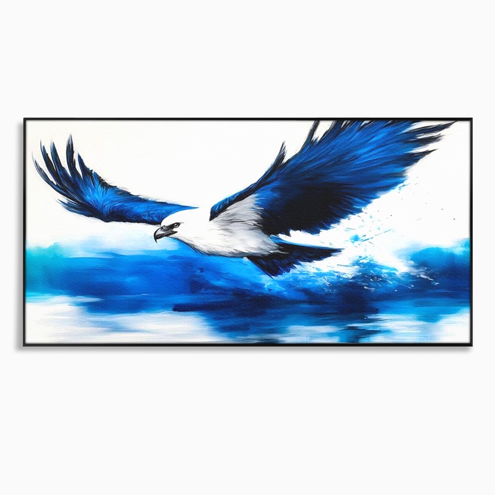 Tablou canvas cu tablou canvas cu vultur zburand peste apa, in rama de aluminiu negru