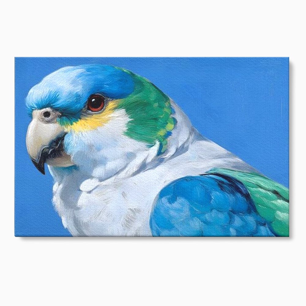 Tablou canvas cu tablou canvas cu portret de papagal, fara rama, pe sasiu de lemn