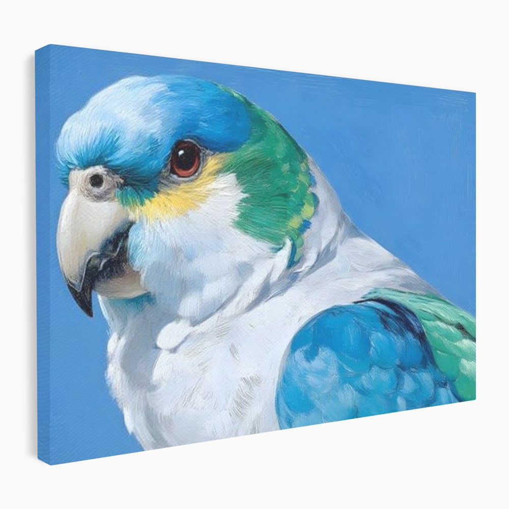 Tablou canvas cu tablou canvas cu portret de papagal, fara rama, pe sasiu de lemn