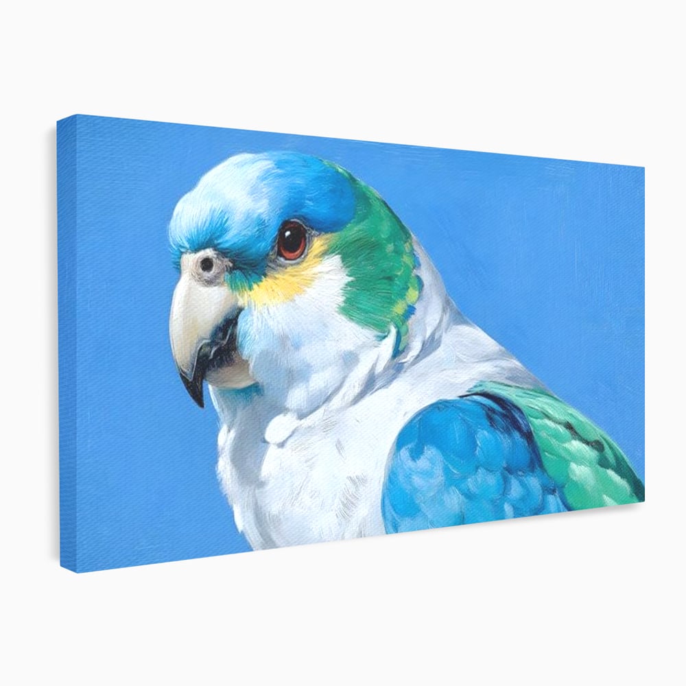 Tablou canvas cu tablou canvas cu portret de papagal, fara rama, pe sasiu de lemn