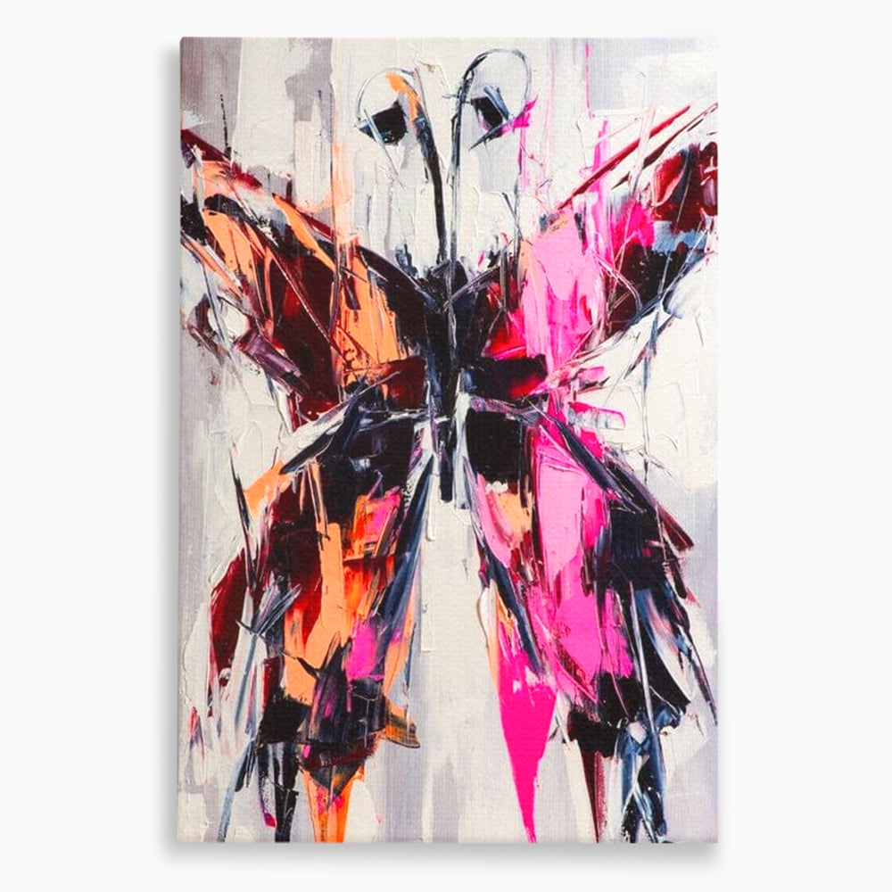 Tablou canvas cu tablou canvas cu fluture in stil graffiti, fara rama, pe sasiu de lemn