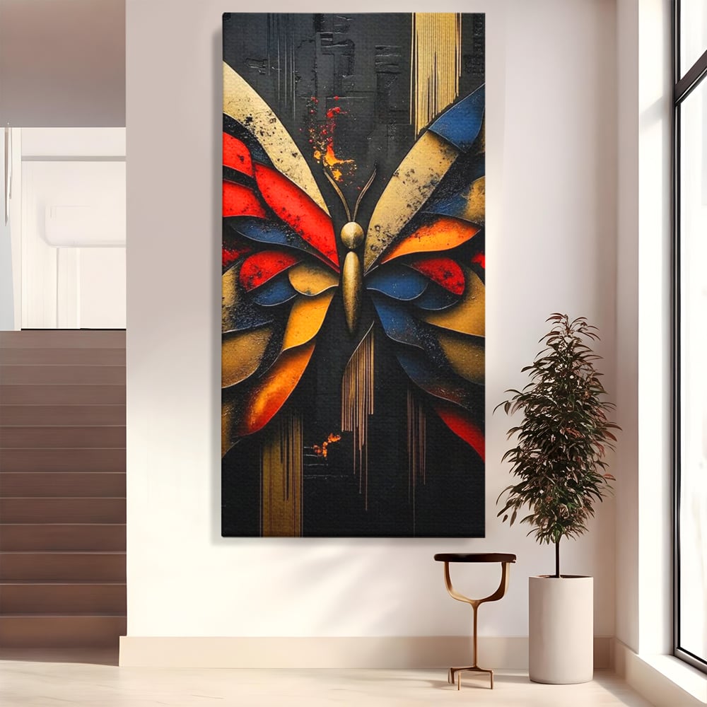 Tablou canvas cu tablou canvas cu fluture abstract, fara rama, pe sasiu de lemn