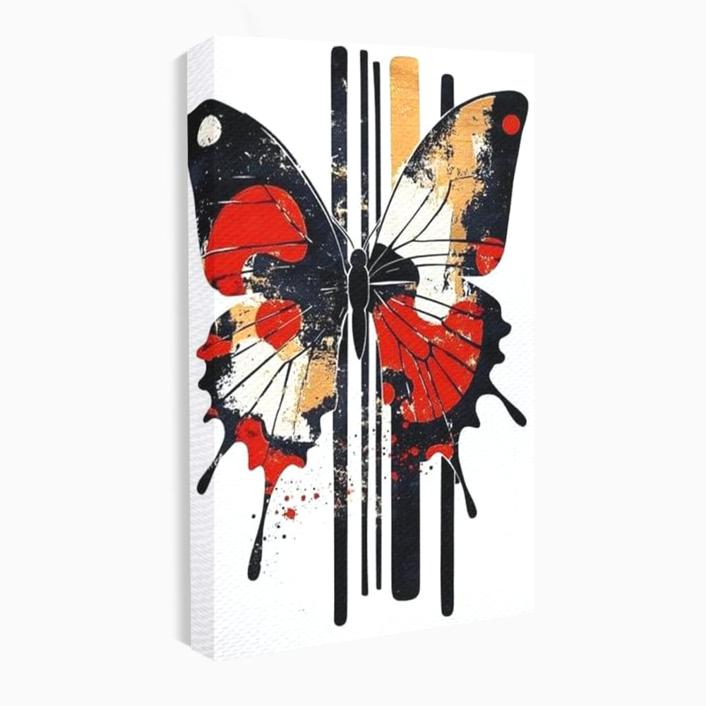 Tablou canvas cu tablou canvas cu fluture grafic, fara rama, pe sasiu de lemn