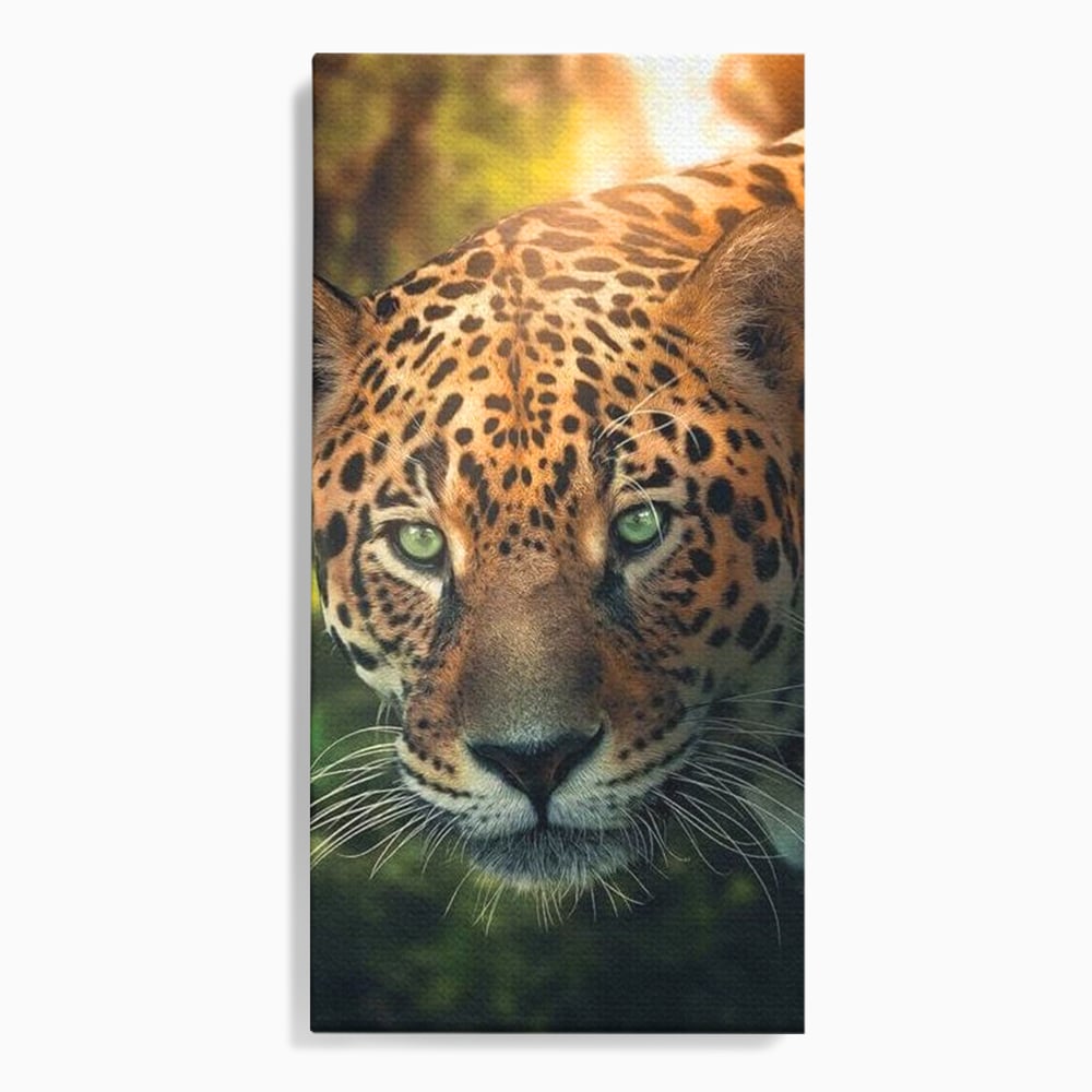 Tablou canvas cu tablou canvas cu jaguar din jungla, fara rama, pe sasiu de lemn