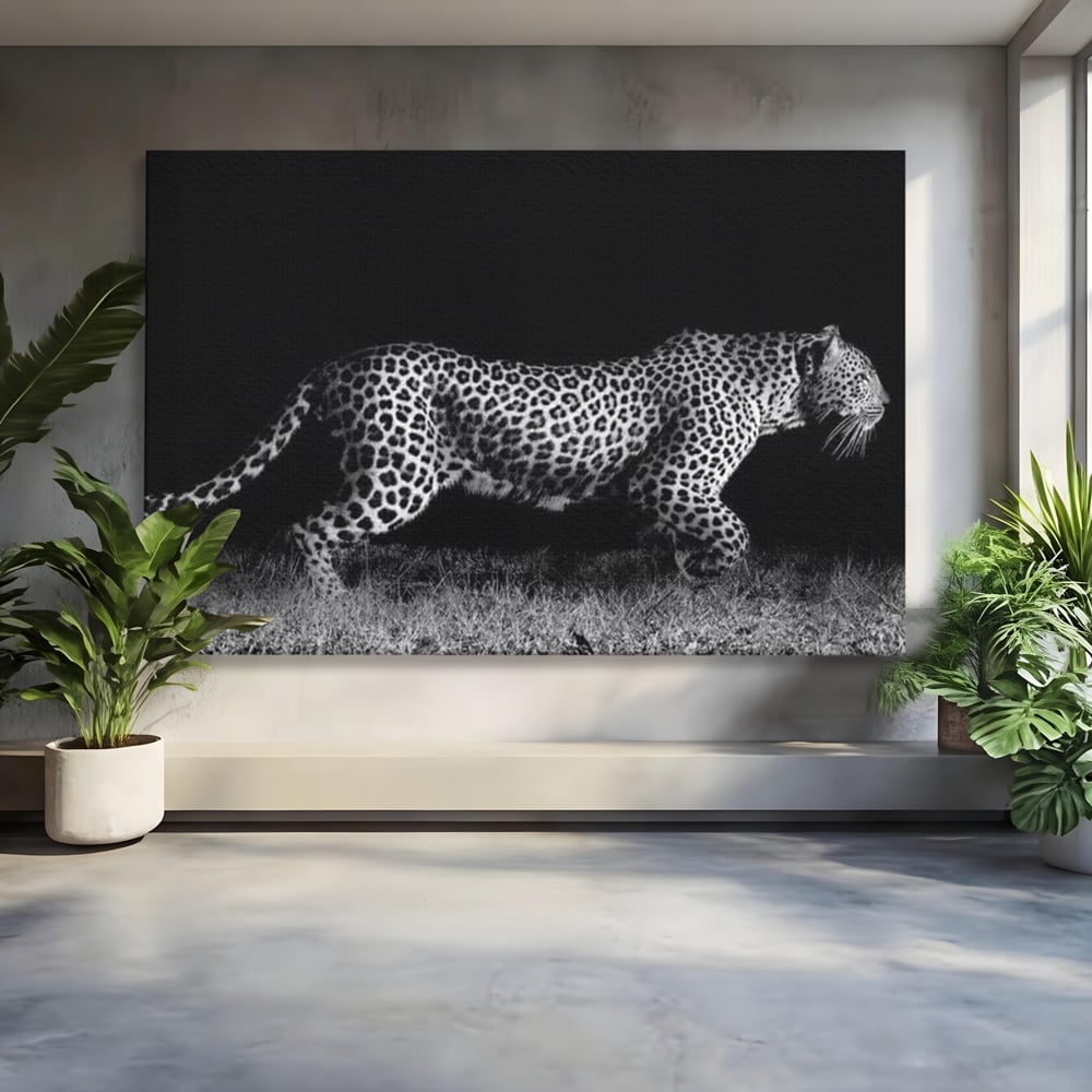 Tablou canvas cu tablou canvas cu jaguar nocturn, fara rama, pe sasiu de lemn