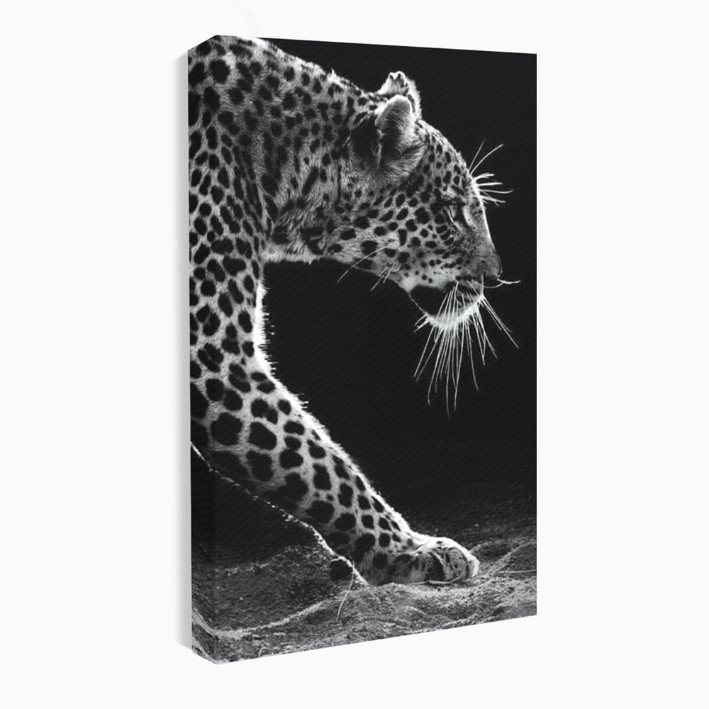 Tablou canvas cu tablou canvas cu leopard in profil, fara rama, pe sasiu de lemn