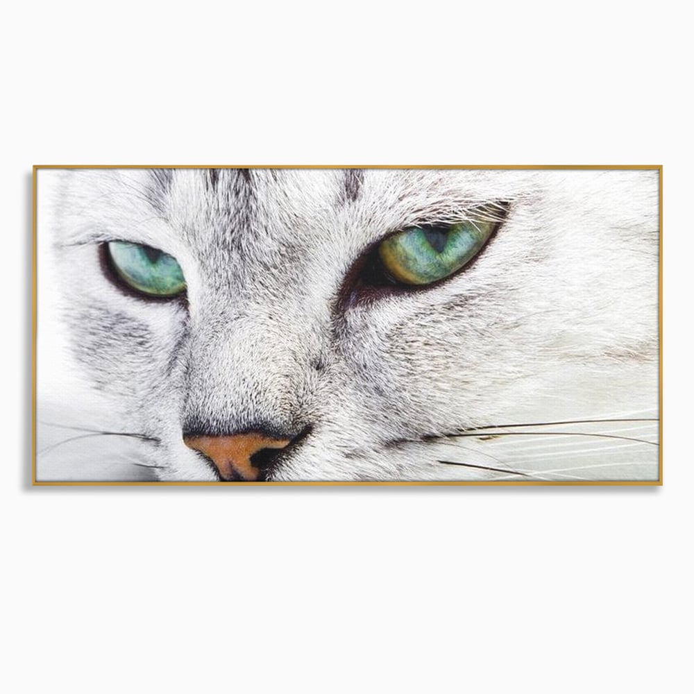 Tablou canvas cu tablou canvas cu ochi de pisica, in rama de aluminiu auriu