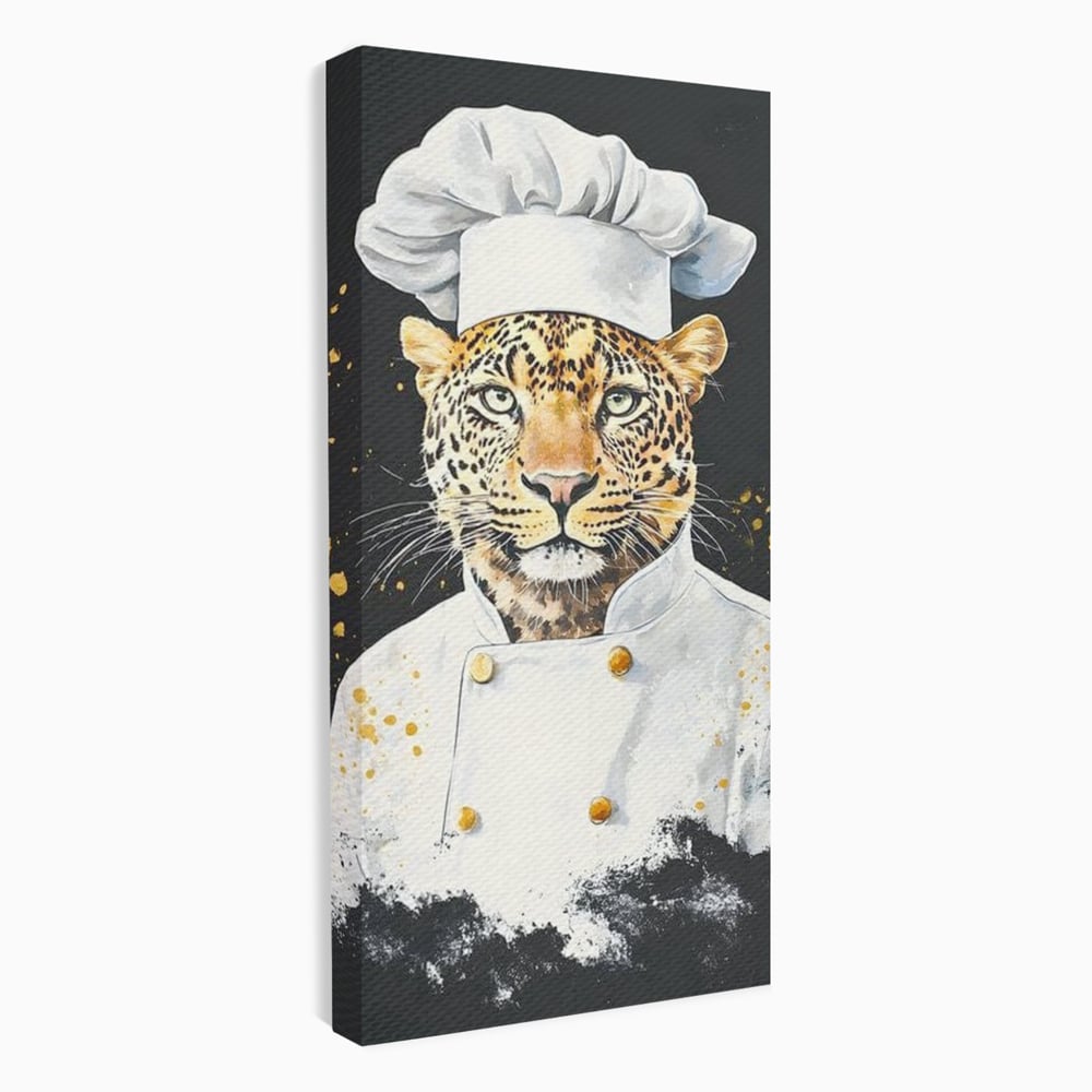 Tablou canvas cu tablou canvas cu leopard bucatar, fara rama, pe sasiu de lemn