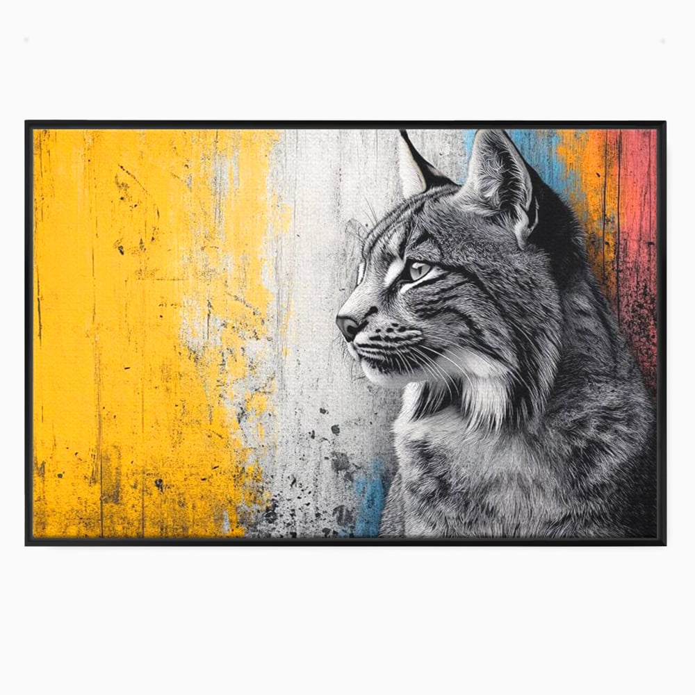 Tablou canvas cu tablou canvas cu ras salbatic in stil graffiti, in rama de aluminiu negru