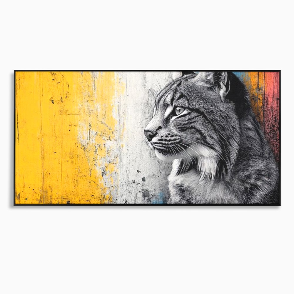 Tablou canvas cu tablou canvas cu ras salbatic in stil graffiti, in rama de aluminiu negru