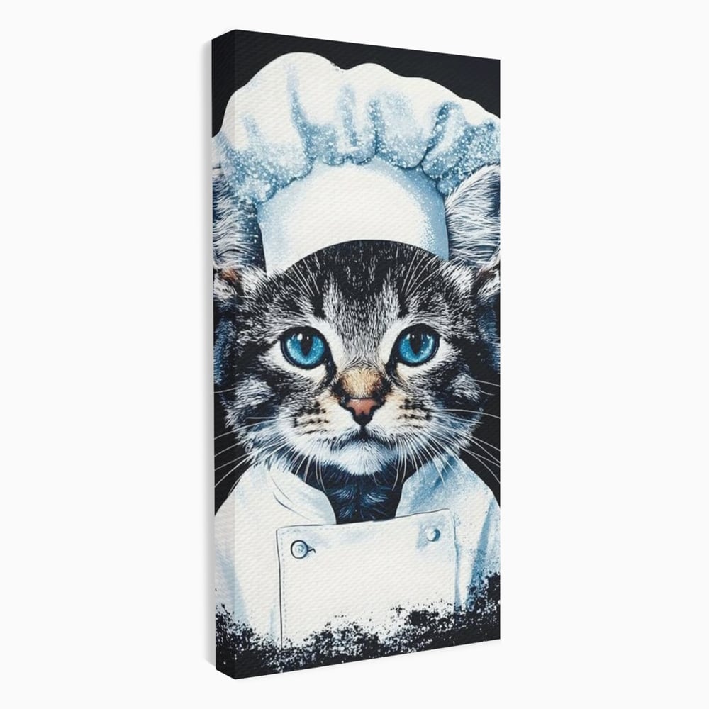 Tablou canvas cu tablou canvas cu pisica bucatar, fara rama, pe sasiu de lemn