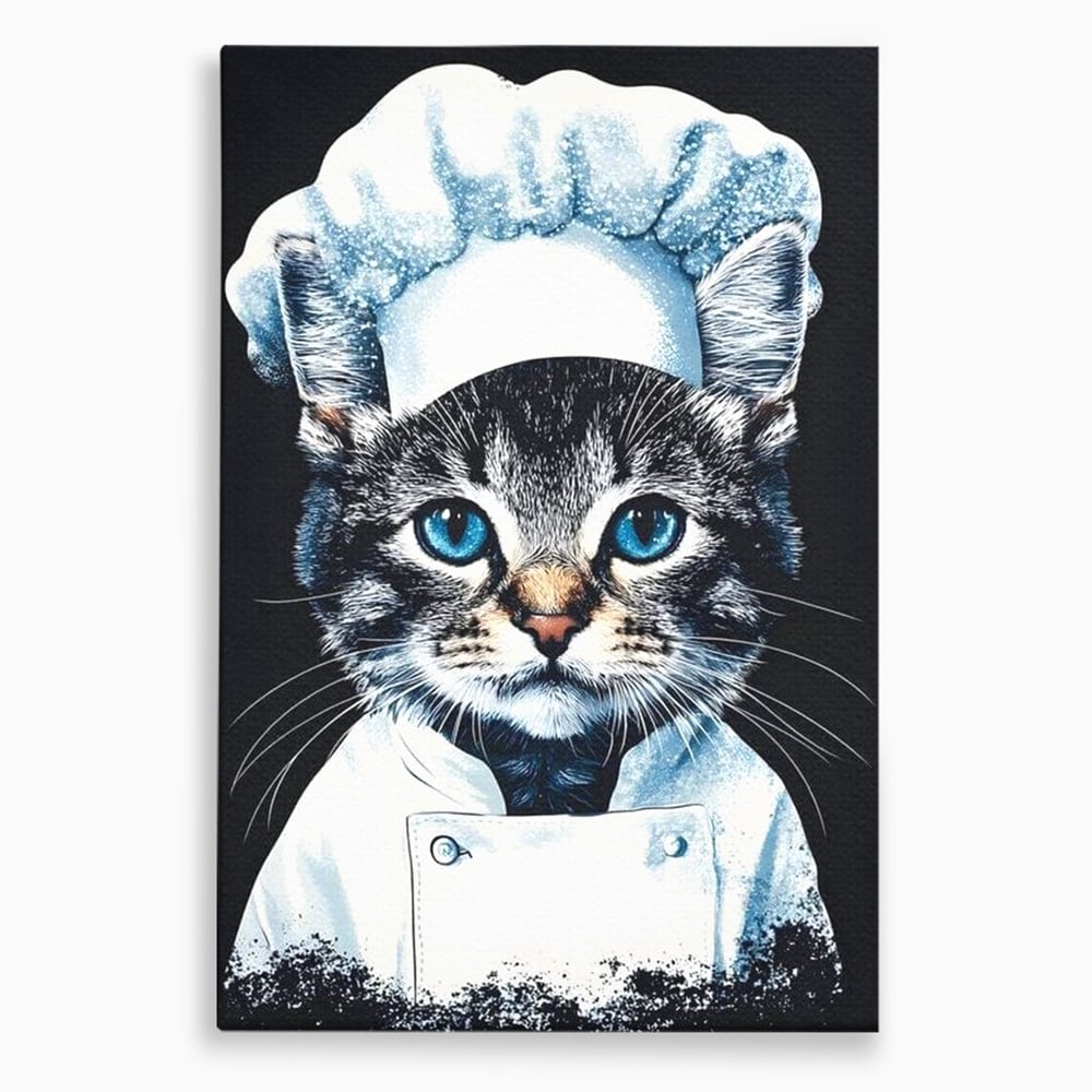 Tablou canvas cu tablou canvas cu pisica bucatar, fara rama, pe sasiu de lemn