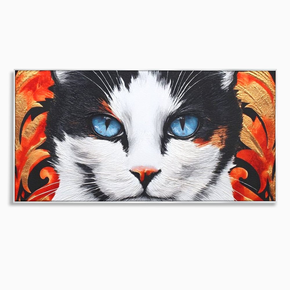 Tablou canvas cu tablou canvas cu ochi de pisica, in rama de aluminiu argintiu