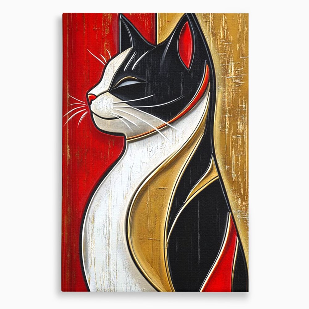 Tablou canvas cu tablou canvas cu pisica in profil, fara rama, pe sasiu de lemn
