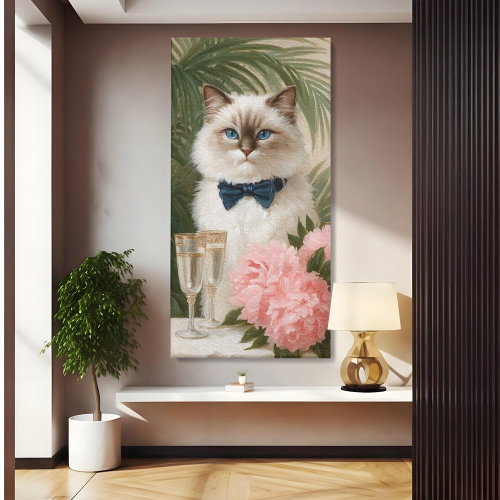 Tablou canvas cu tablou canvas cu motan elegant, fara rama, pe sasiu de lemn