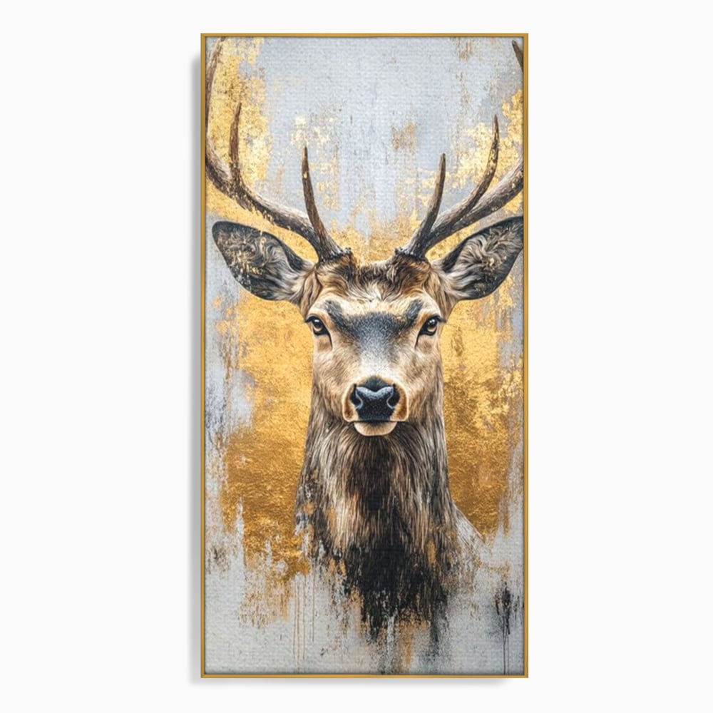 Tablou canvas cu tablou canvas cu cerb si accente aurii, in rama de aluminiu auriu
