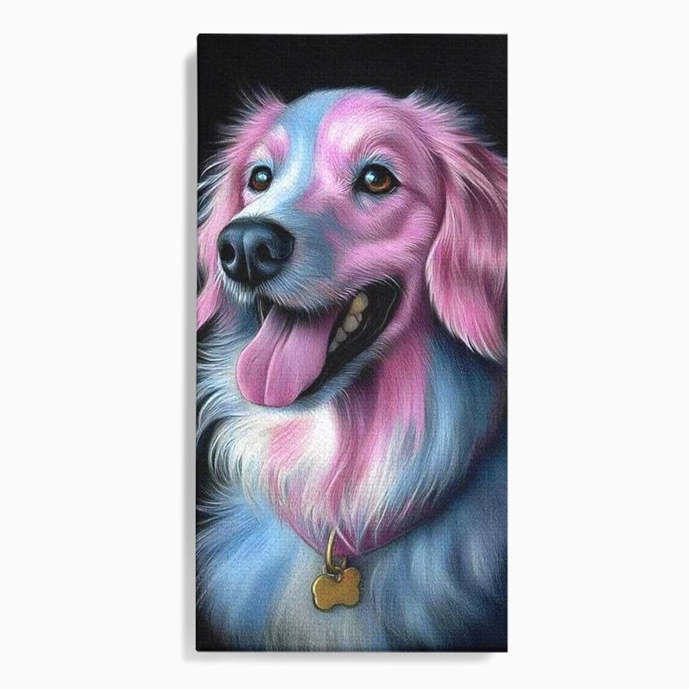 Tablou canvas cu tablou canvas cu caine pastelat, fara rama, pe sasiu de lemn
