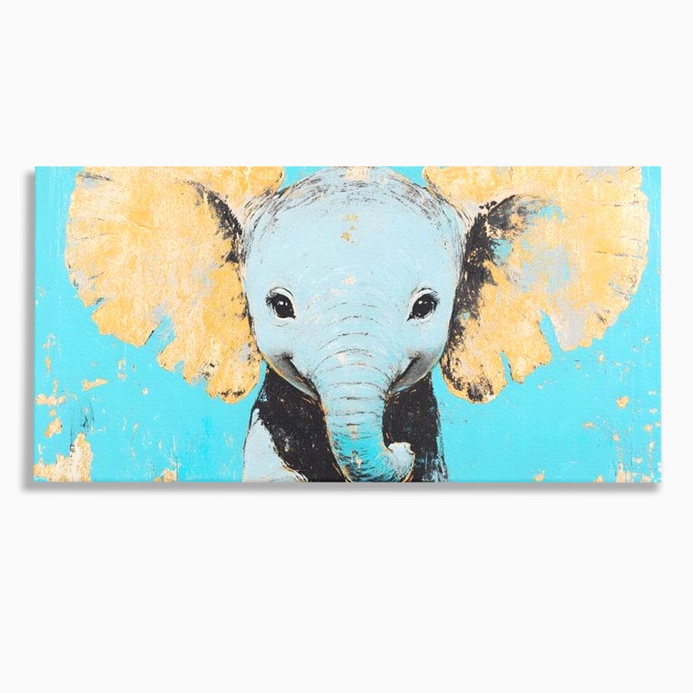 Tablou canvas cu tablou canvas cu un pui de elefant, fara rama, pe sasiu de lemn