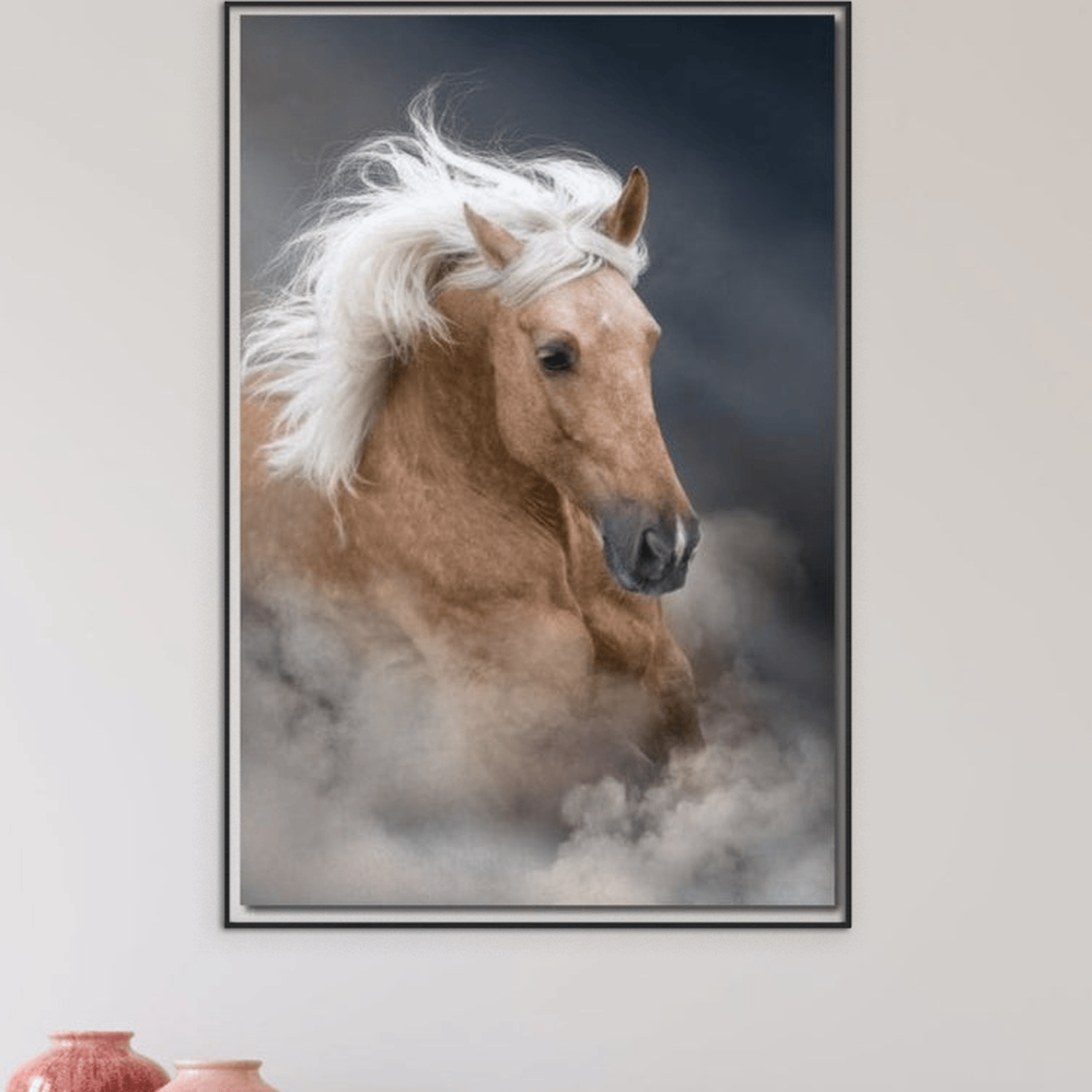 Tablou Canvas Premium, LuxCanva® M1349, Imblanzitorul Vantului, Armasar, Coama, Realist, Furtuna, Viteza, Ceata, Eleganta, Energie, Portret, Galop, Birou, Living, Camera Copil