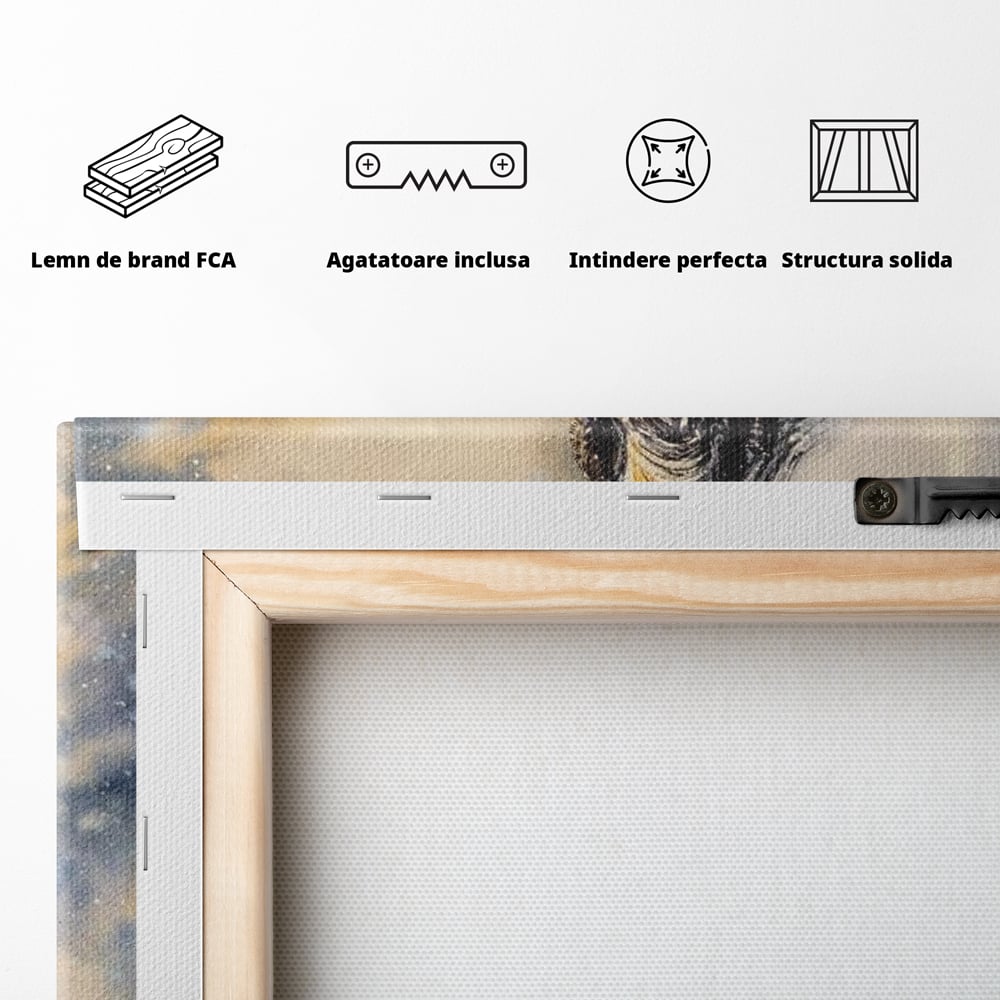 Tablou Canvas cu Un Cal in Viscol, Gri si Albastru Inchis, M1355