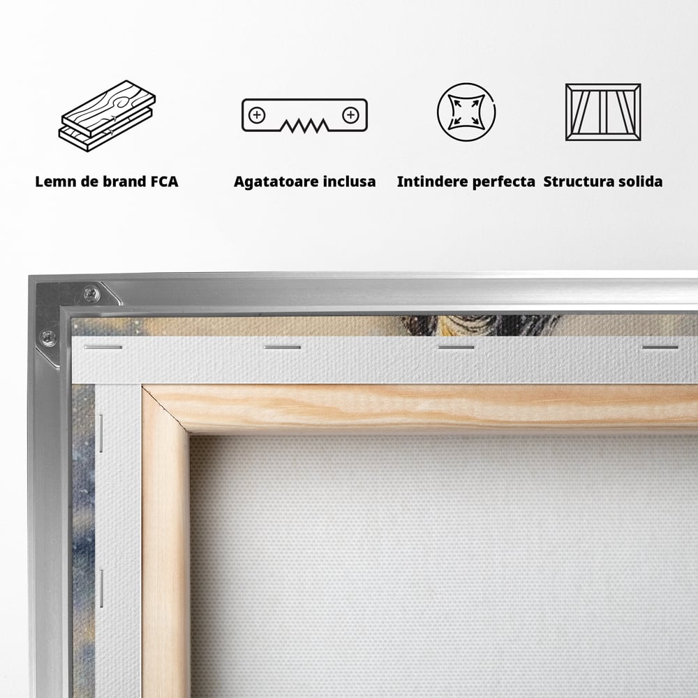 Tablou Canvas cu Un Cal in Viscol, Gri si Albastru Inchis, M1355