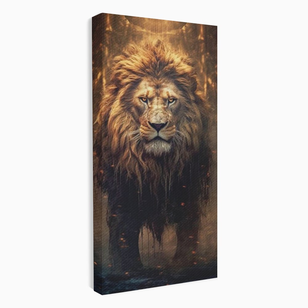 Tablou canvas cu tablou canvas cu portret de leu, fara rama, pe sasiu de lemn