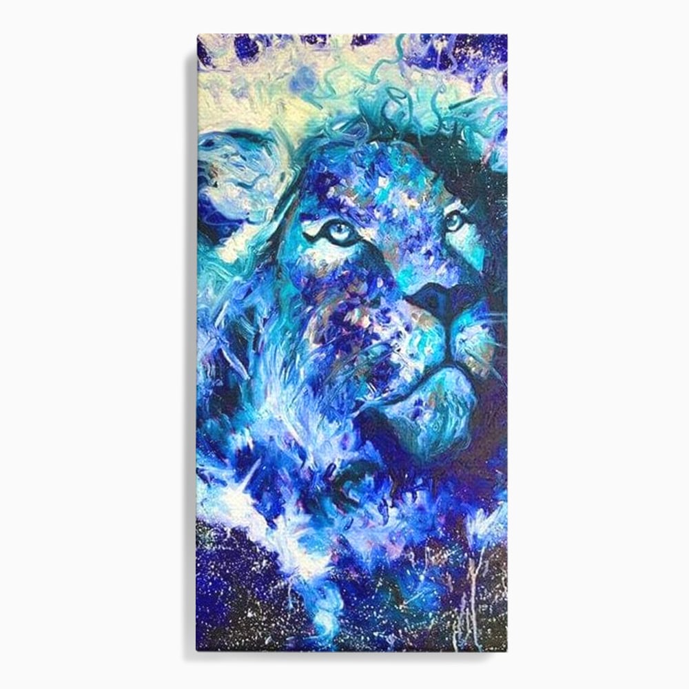 Tablou canvas cu tablou canvas cu leu albastru cosmic, fara rama, pe sasiu de lemn