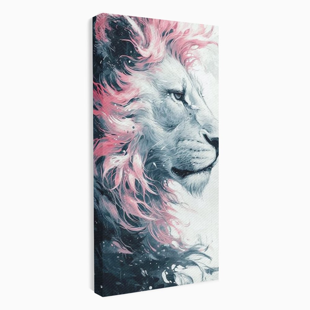 Tablou canvas cu tablou canvas cu leu in profil, fara rama, pe sasiu de lemn