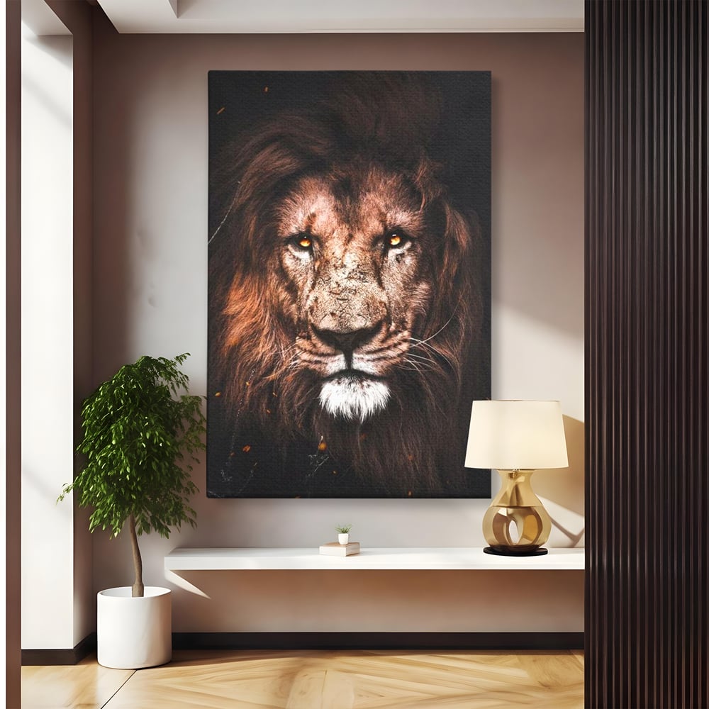 Tablou canvas cu tablou canvas cu leu, fara rama, pe sasiu de lemn