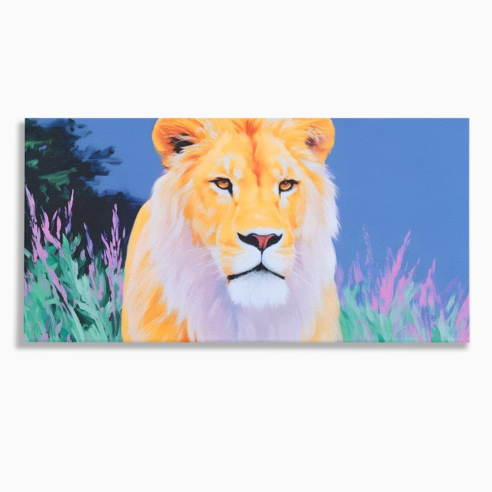 Tablou canvas cu tablou canvas cu pictura de leu, fara rama, pe sasiu de lemn