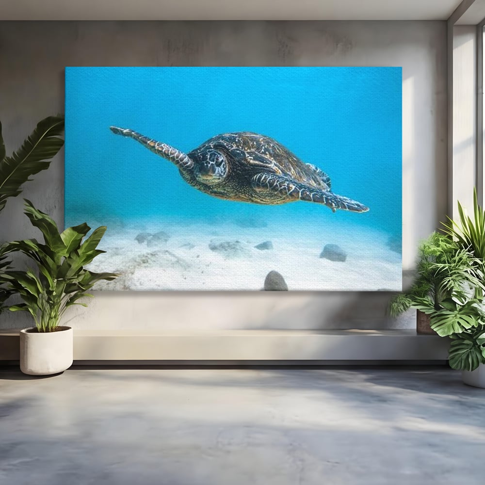 Tablou canvas cu tablou canvas cu testoasa marina, fara rama, pe sasiu de lemn