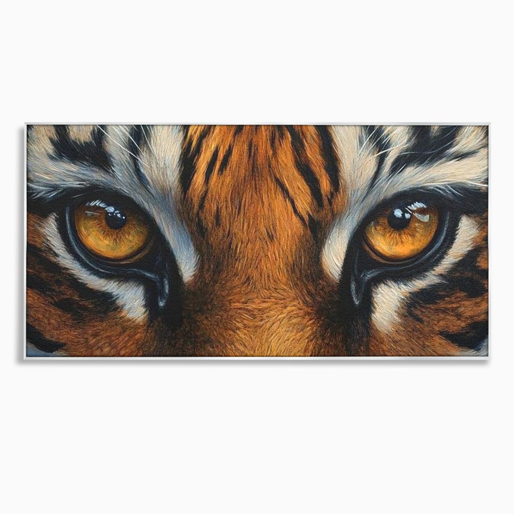 Tablou canvas cu tablou canvas cu ochi de tigru, in rama de aluminiu argintiu